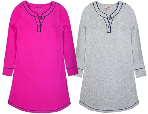 La-V 2 Set Mädchen Nachthemd SET9.1 Pink-Grau/Größe 116/122 von La-V