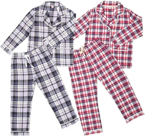 La-V 2 Set Mädchen Pyjama SET7 LILA-ROT/Größe 116/122 von La-V