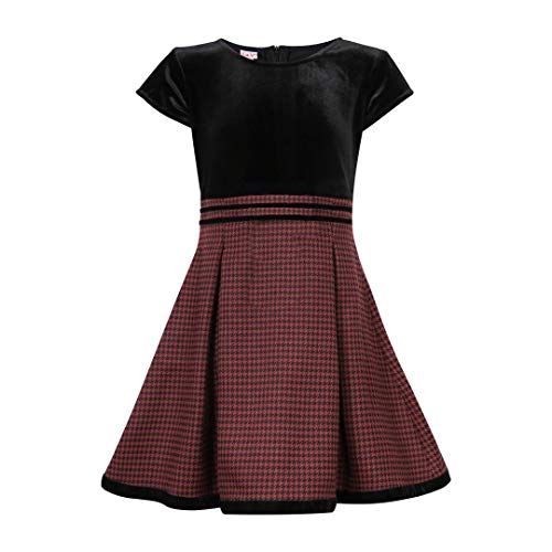 La-V Festliches Mädchenkleid Hahnentrittmuster Rubinrot ohne Schleife/Größe 164 von La-V