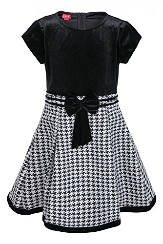 La-V Festliches Mädchenkleid mit Hahnentrittdesign schwarz/Größe 104 von La-V