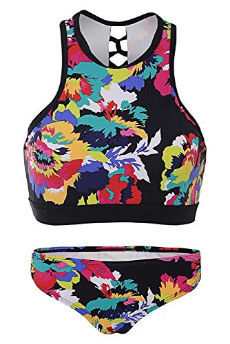 La-V Mädchen Bikini Zweiteilig Sport Aquarell-Optik/Größe 152/158 von La-V