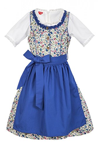 La-V Mädchen Dirndl 3tlg geblümt blau/Größe XS von La-V