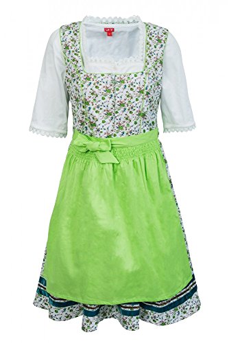 La-V Mädchen Dirndl 3tlg geblümt grün/Größe XS von La-V