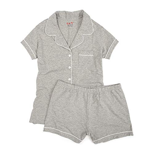 La-V Mädchen Pyjama kurz mit Taschen Grau MH12/Größe 140-146 von La-V