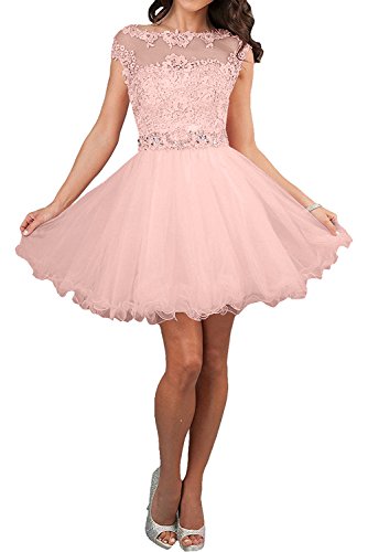 La_mia Braut Alt Rosa Kurzes Abendkleider Festkleider Damen Ballkleid Jugendweihe Kleider Spitze A-Linie Rock -36 Alt Rosa von La_mia Braut