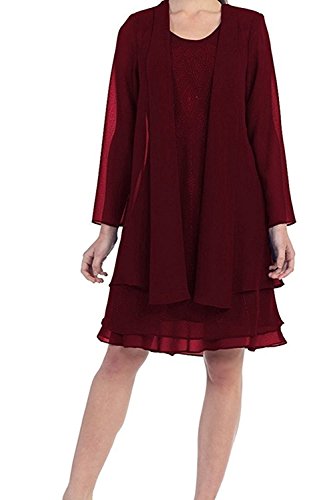 La_mia Braut Damen Burgundy Chiffon Brautmutterkleider Fesltichkleider Formalkleider Abendkleider mit Bolero-48 Burgundy von La_mia Braut