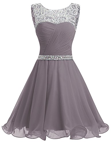 La_mia Braut Damen Hell Grau Chiffon Pailletten Kurzes Jugendweihe Kleider Abendkleider Partykleider Festlichkleider-32 Hell Grau von La_mia Braut