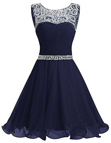 La_mia Braut Damen Navy Blau Chiffon Pailletten Kurzes Jugendweihe Kleider Abendkleider Partykleider Festlichkleider-36 Navy Blau von La_mia Braut