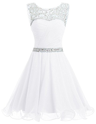 La_mia Braut Damen Weiss Chiffon Pailletten Kurzes Jugendweihe Kleider Abendkleider Partykleider Festlichkleider-38 Weiss von La_mia Braut