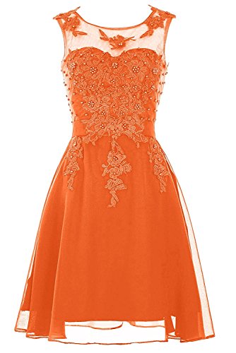 La_mia Braut Orange Damen Knielang Abendkleider Cocktailkleider Brautjungfernkleider Jugendweihe Kleider Kurz-38 Orange von La_mia Braut