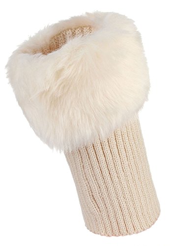 La vogue Damen Faux Pelz Kurz Stulpen Strickstulpen Legwarmer Socken Boot Abdeckung Beige von La vogue