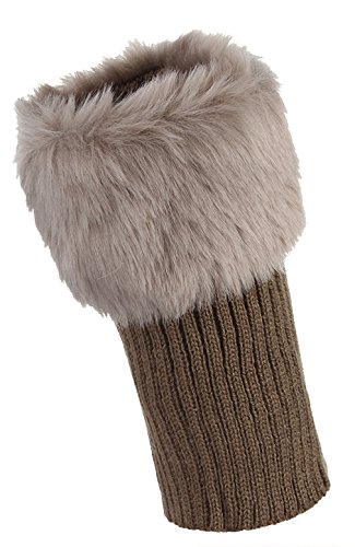 La vogue Damen Faux Pelz Kurz Stulpen Strickstulpen Legwarmer Socken Boot Abdeckung Kaki von La vogue