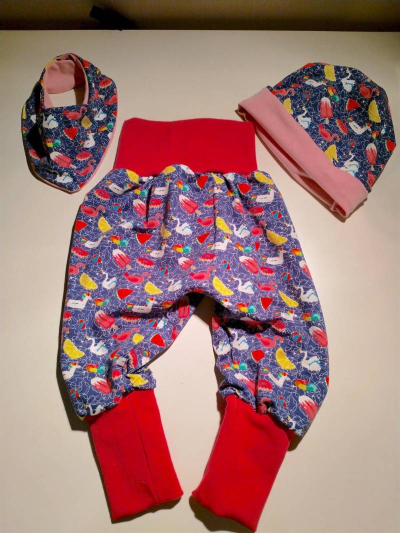 3-Teiliges Babyset Pumphose Mütze Lätzchen Freie Größenwahl Stoffwahl von LaBaSa