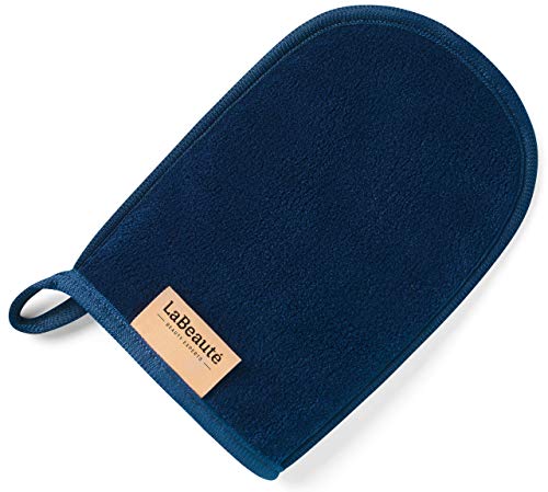 LaBeauté Abschminkhandschuh Mikrofaser (20x13 cm) waschbar und wiederverwendbar, Make Up Entferner Glove, Abschmink Handschuh, zum Gesicht Abschminken & Gesichtsreinigung (navy) von LaBeauté
