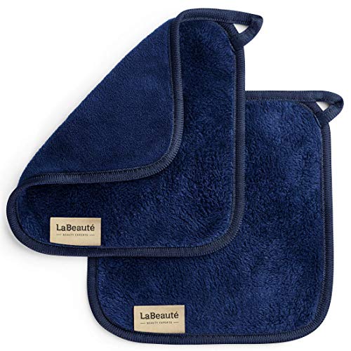 LaBeauté Abschminktücher Mikrofaser (2 Stück, 21x21 cm) waschbar und wiederverwendbar, Make Up Entferner Pads, Microfaser Abschminkpads, zum Gesicht Abschminken & Gesichtsreinigung (navy) von LaBeauté
