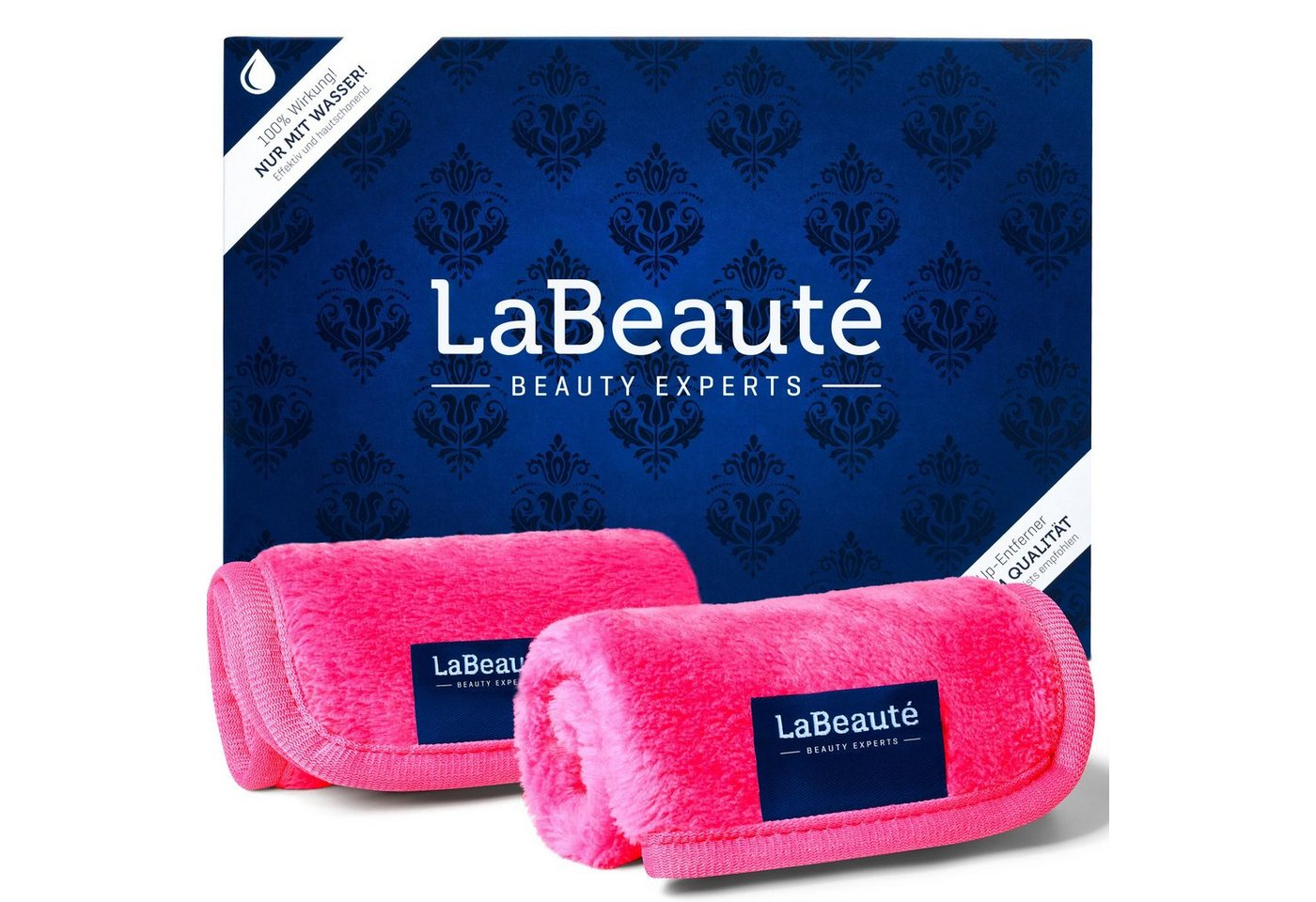 LaBeauté Gesichtsreinigungstuch Abschminktücher Mikrofaser 21x21 cm pink, 2-tlg., (2 Stück) waschbar und wiederverwendbar von LaBeauté