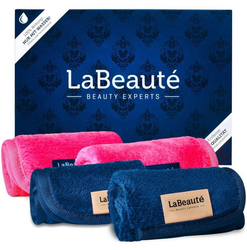 LaBeauté Gesichtsreinigungstuch Abschminktücher Mikrofaser 21x21 cm pink und dunkelblau, 4-tlg., (4 Stück) waschbar und wiederverwendbar von LaBeauté