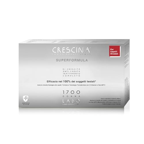 Crescina Transdermic Super Formel für Nachwachsen und gegen Haarausfall, doppelte Haarbehandlung 1700, für Damen, 20 Ampullen (10 + 10) von LaBo