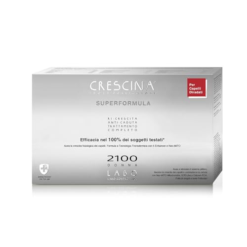 Crescina Transdermic Super Formel für Wachstum und gegen Haarausfall, doppelte Haarbehandlung 2100, für Damen, 20 Ampullen (10 + 10) von LaBo