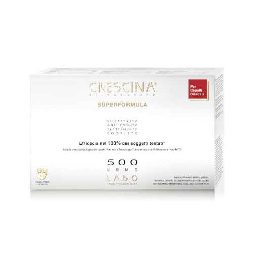Crescina Transdermic Super Formula Doppelbehandlung für Haarwachstum und gegen Haarausfall 500 für Herren, 40 Ampullen (20 + 20) von LaBo