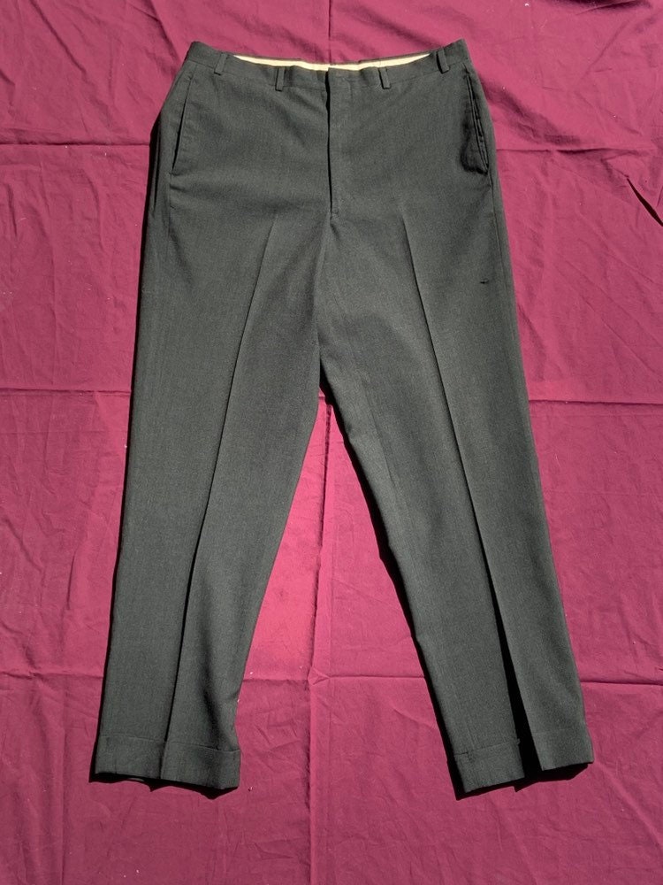 60Er Jahre Charcoal Grau Flache Vorderhose von LaBombaVintage
