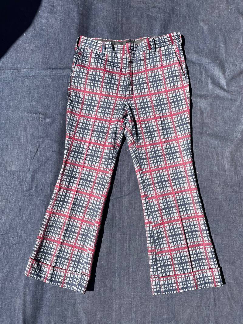 70Er Herren Polyester Karierte Hose von LaBombaVintage