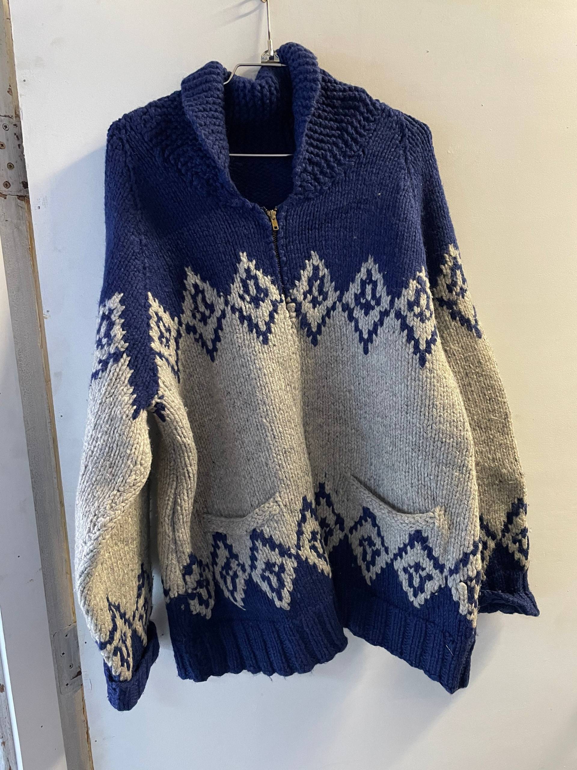 Herren 1950Er Cowichan Zip Up Pullover von LaBombaVintage