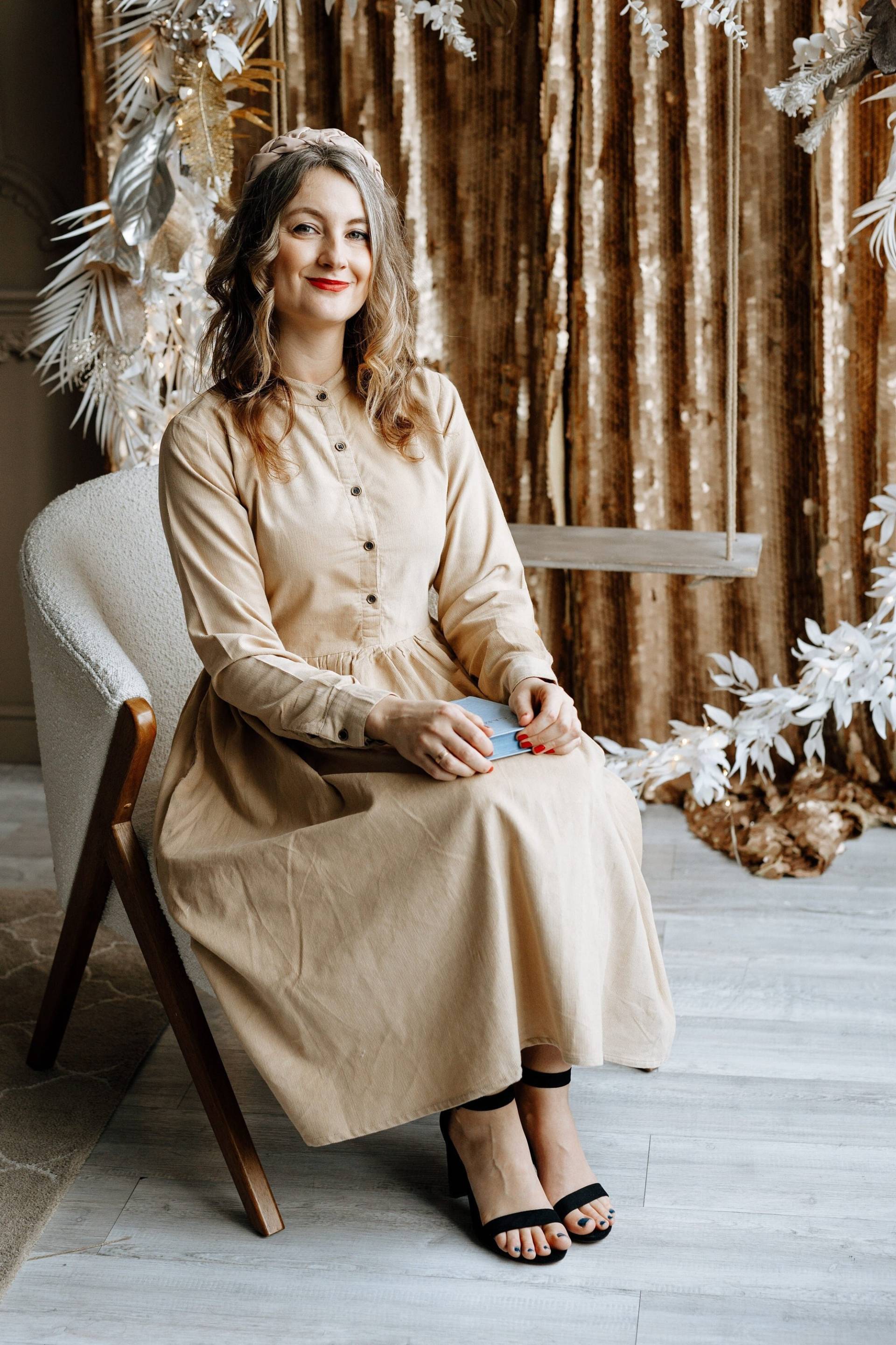 Warmes Cord Kleid Mit Langem Ärmel/Cottagecore Tücher Laura Ashley Inspiriert Vintage Style Midi Großem Rock von LaBottegaVeneziana