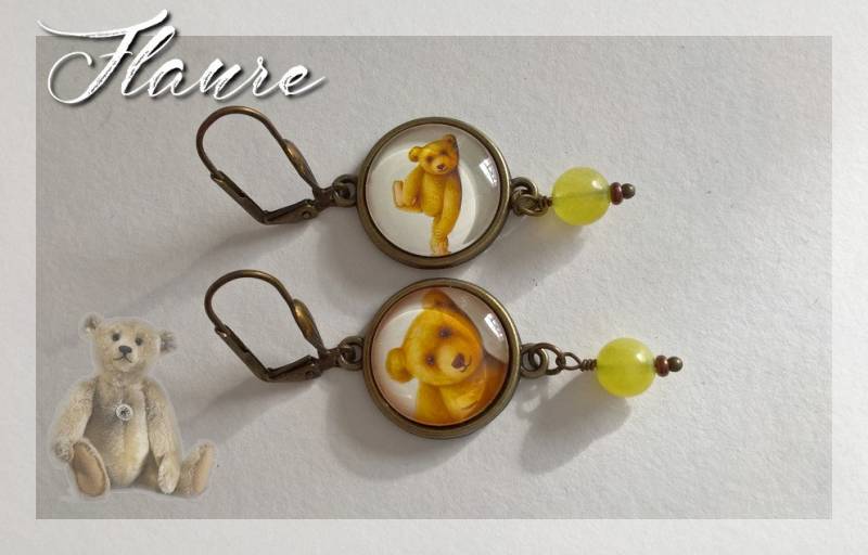 Cabochon-Ohrringe "Bär", Jade, Cabochon-Schmuck, Cabochon, Geschenkidee, Bär, Bärenschmuck von LaBoutiquedeFlaure