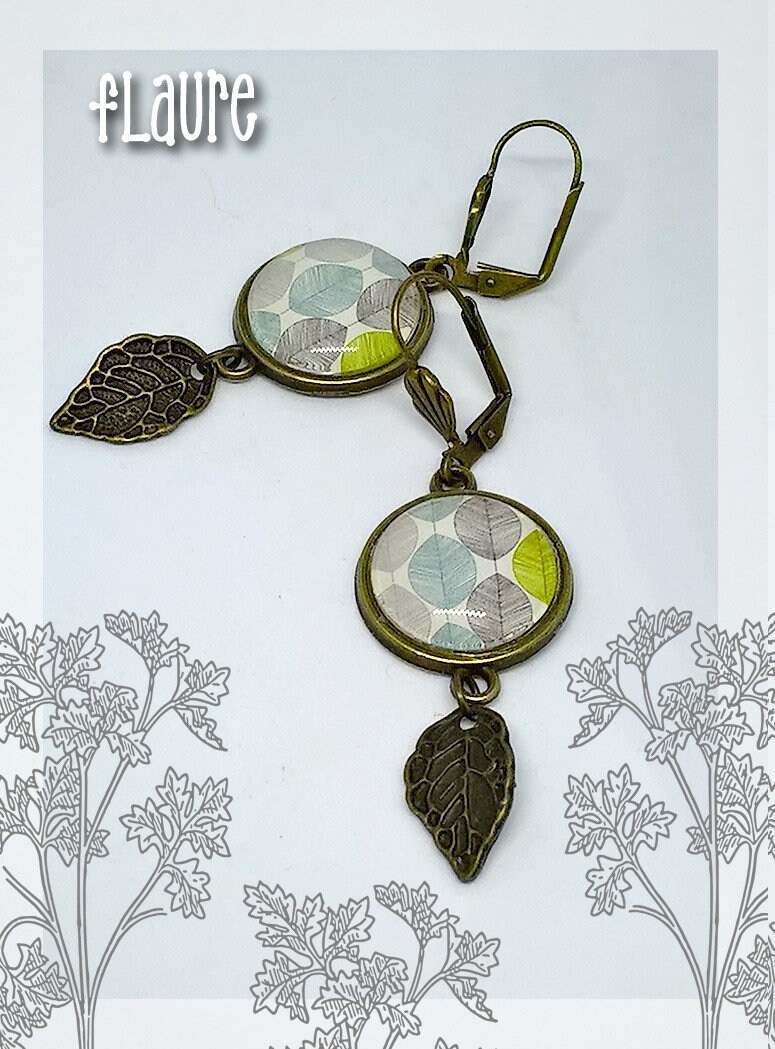 Cabochon-Ohrringe "Blätter", Blattschmuck, Naturschmuck, Cabochonschmuck, Cabochon, Blätter, Geschenkschmuck von LaBoutiquedeFlaure