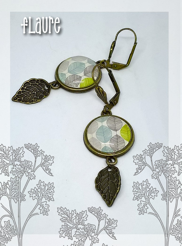 Cabochon-Ohrringe "Blätter", Blattschmuck, Naturschmuck, Cabochonschmuck, Cabochon, Blätter, Geschenkschmuck von LaBoutiquedeFlaure