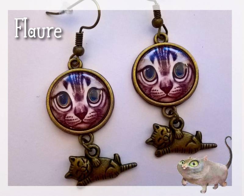 Cabochon-Ohrringe "Katze 3", Cabochon-Schmuck, Cabochon, Katze, Katzenschmuck, Katzenohrringe, Geschenkidee von LaBoutiquedeFlaure