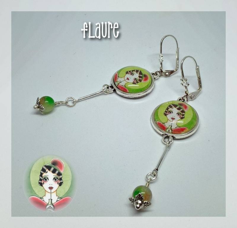 Cabochon-Ohrringe "Sailor", Retro-Ohrringe, Retro-Schmuck, Tattoo-Schmuck, Geschenkschmuck, Cabochon von LaBoutiquedeFlaure