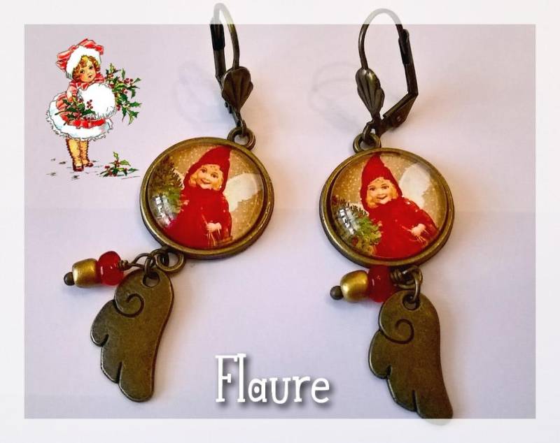 Cabochon-Ohrringe "Weihnachtsengel" von LaBoutiquedeFlaure