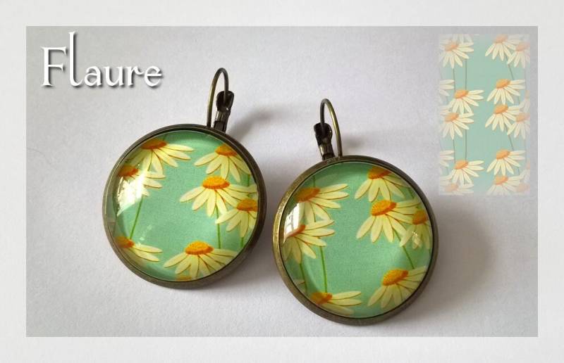Große Cabochon-Ohrringe "Daisy", Cabochon-Schmuck, Schläfer, Cabochons, Blumen, Blumenohrringe, Geschenkidee von LaBoutiquedeFlaure