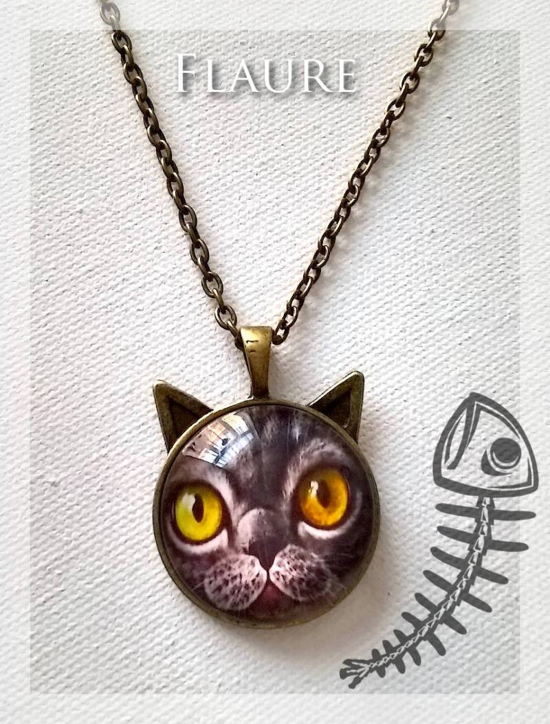 "Katze" Cabochon Anhänger Halskette 3, Katze Halskette, Katzenanhänger, Schmuck, Cabochon, Geschenk Schmuck von LaBoutiquedeFlaure