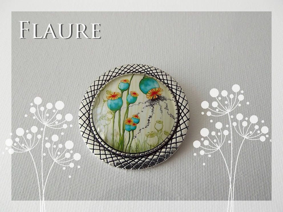 Runde Silberbrosche "Mohnblumen" von LaBoutiquedeFlaure