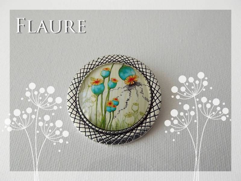 Runde Silberbrosche "Mohnblumen" von LaBoutiquedeFlaure