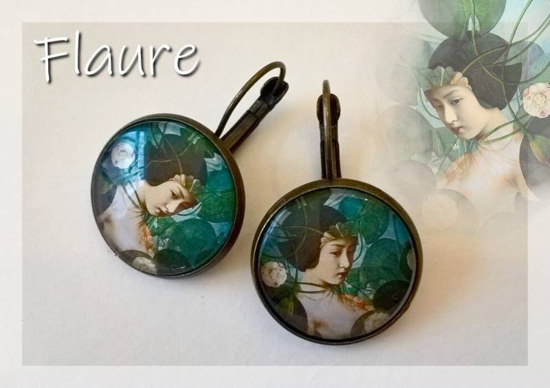 Schlafende Ohrringe Cabochons "Marsh Girl", Cabochon Ohrringe, Cabochons, Geschenk-Schmuck, Schmuck von LaBoutiquedeFlaure