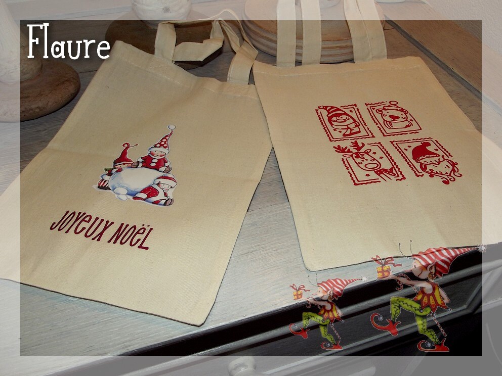 Set Aus Zwei Weihnachtsgeschenktüten Baumwolle 3 von LaBoutiquedeFlaure