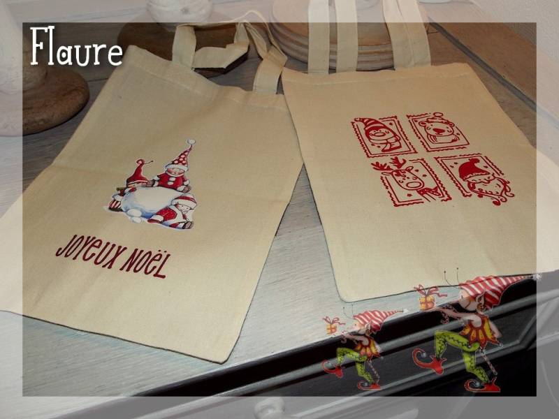 Set Aus Zwei Weihnachtsgeschenktüten Baumwolle 3 von LaBoutiquedeFlaure