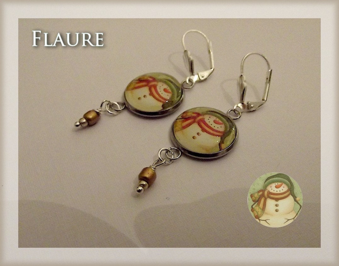 Silberne Ohrringe „Schneemann 2" von LaBoutiquedeFlaure