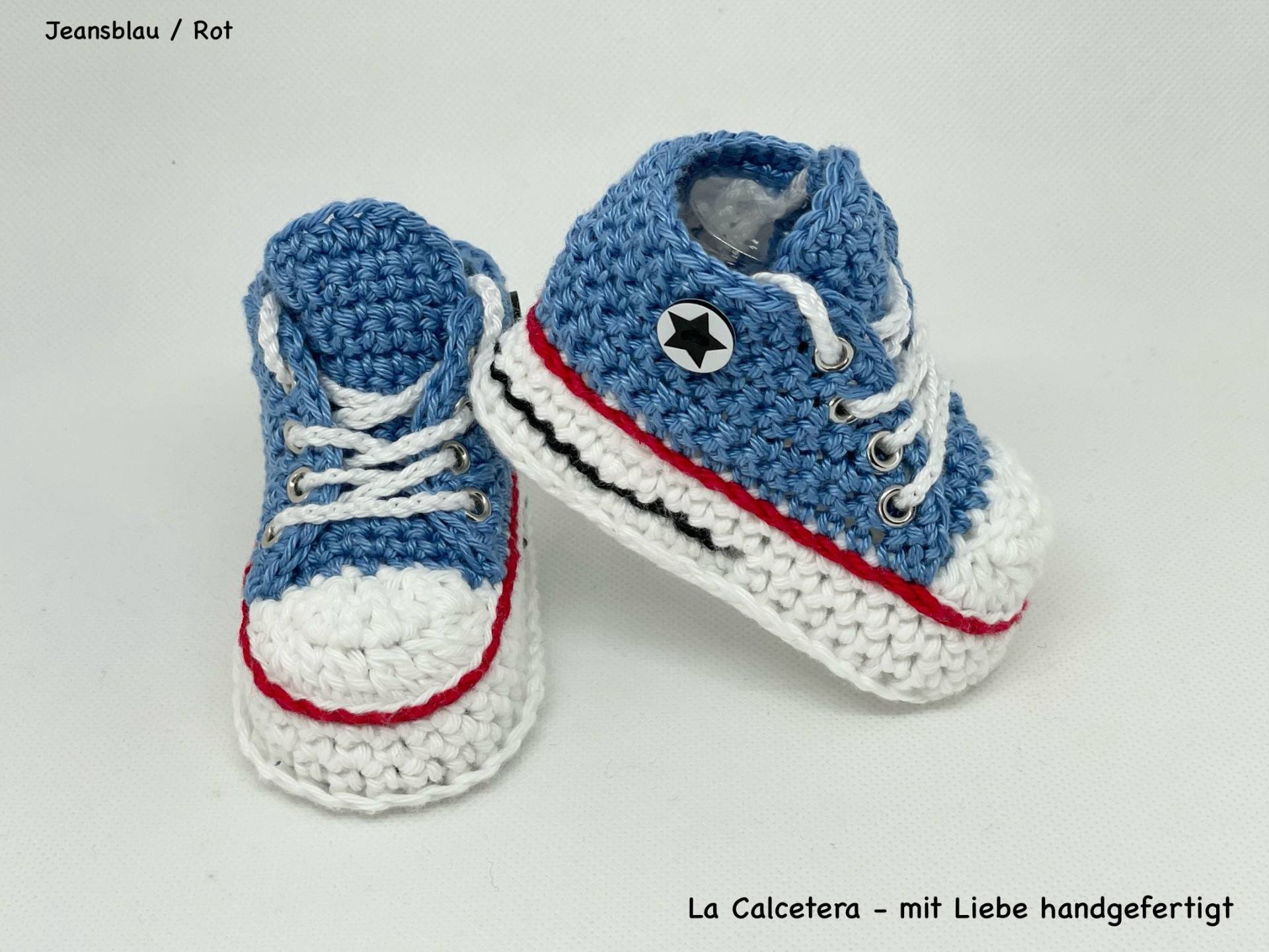 Turnschuhe Sneaker Babyschuhe Jeans Blau Gehäkelt Turnschuhe Sneaker Babyschuhe Jeans Blau Gehäkelt von LaCalcetera