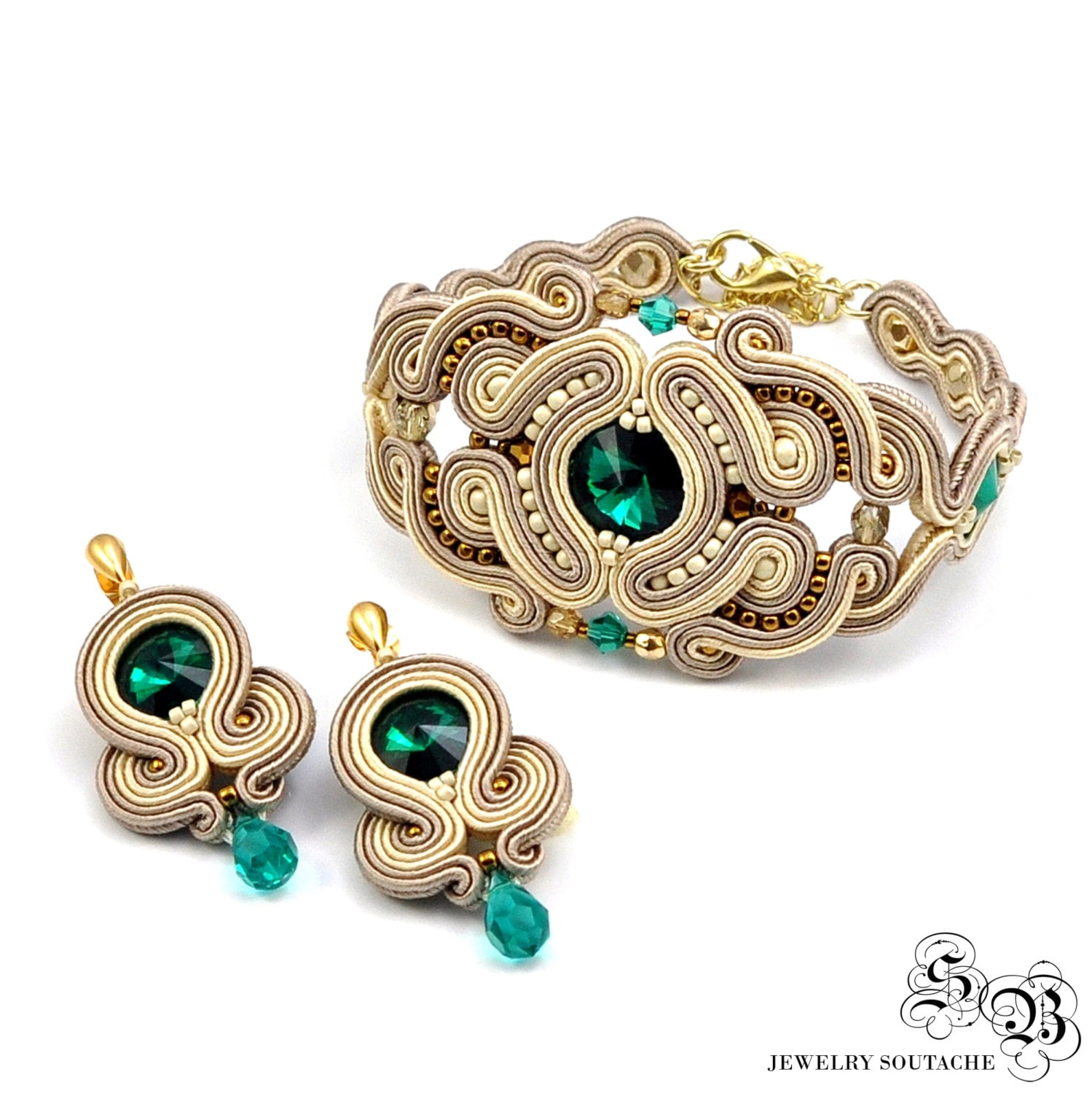 Armband Und Ohrringe, Soutache Satz, Elegant Set, Glamour-Satz, Glamour, Armband, Swarovski Ohrringe Armband Und Ohrringe, Soutache Satz, Elegant Set, Glamour-Satz, Glamour, Armband, Swarovski Ohrringe von LaCannet