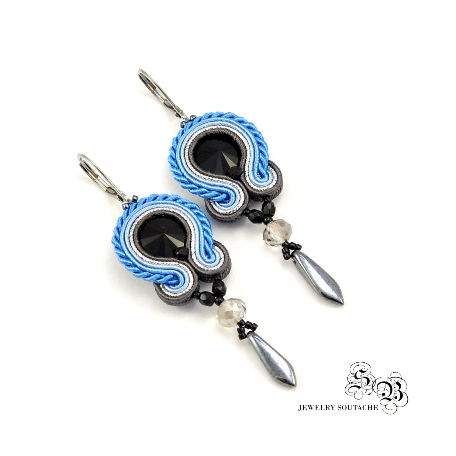 Blaue Soutache Ohrringe Kristall Rivoli, Leichtes Ooak Schmuckstück Blaue Soutache Ohrringe Kristall Rivoli, Leichtes Ooak Schmuckstück von LaCannet