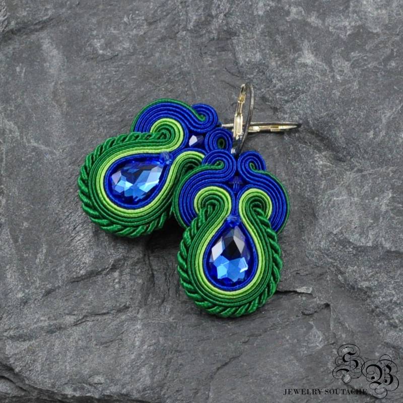 Handgemachte Soutache Ohrringe Grün & Blaue Schmuck Handgemachte Soutache Ohrringe Grün & Blaue Schmuck von LaCannet