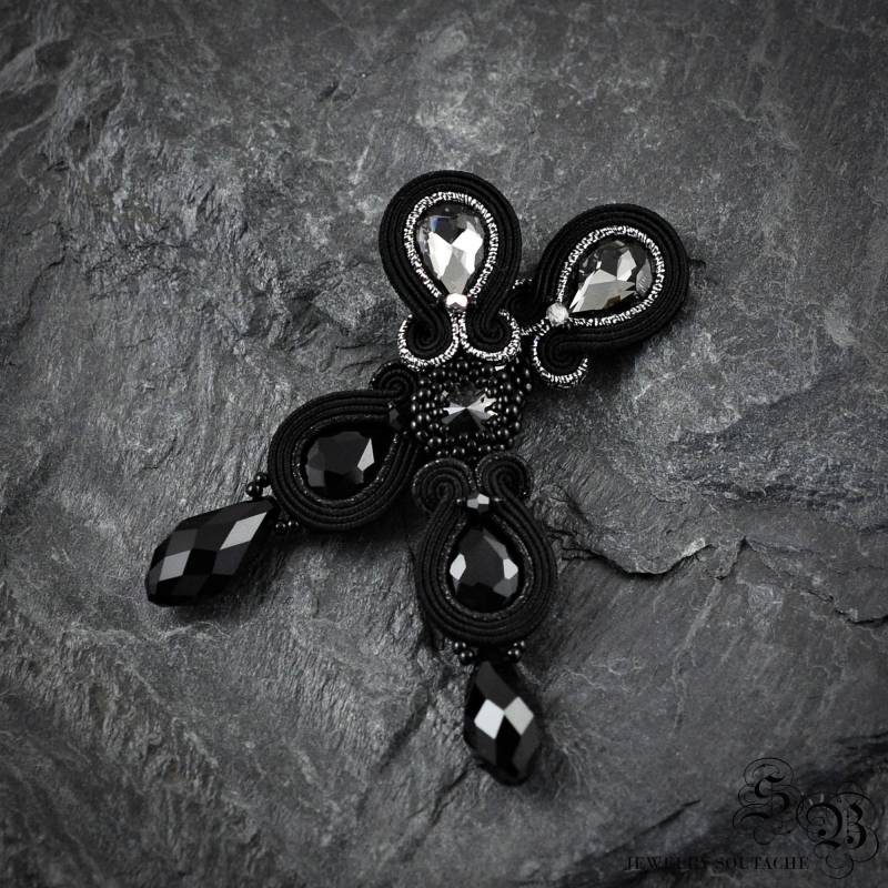 Schwarz Kristall Soutache Ohrringe Lange Schmuck von LaCannet