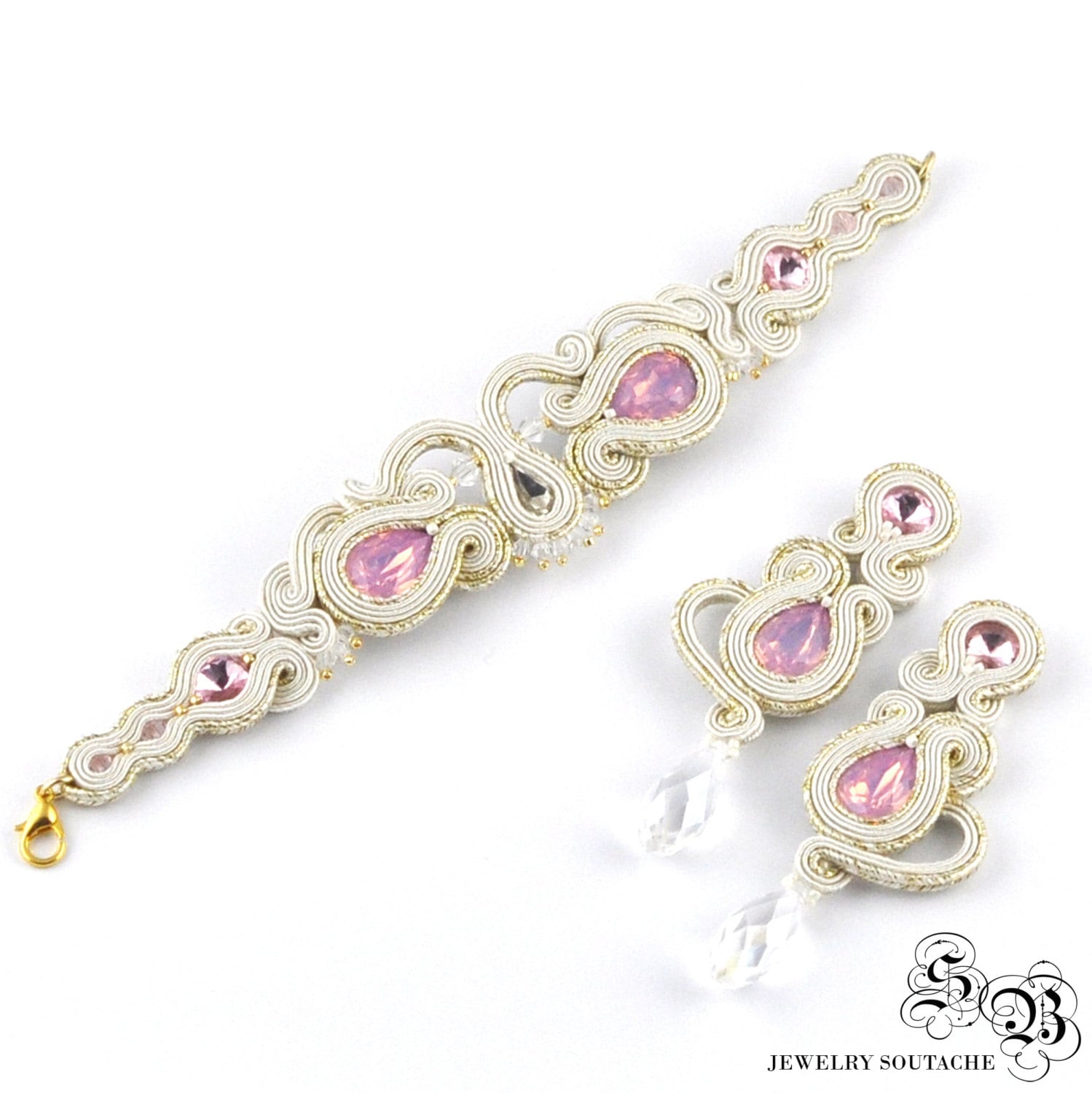 Soutache Brautschmuck Set Kristall Ohrringe Und Armband Soutache Brautschmuck Set Kristall Ohrringe Und Armband von LaCannet
