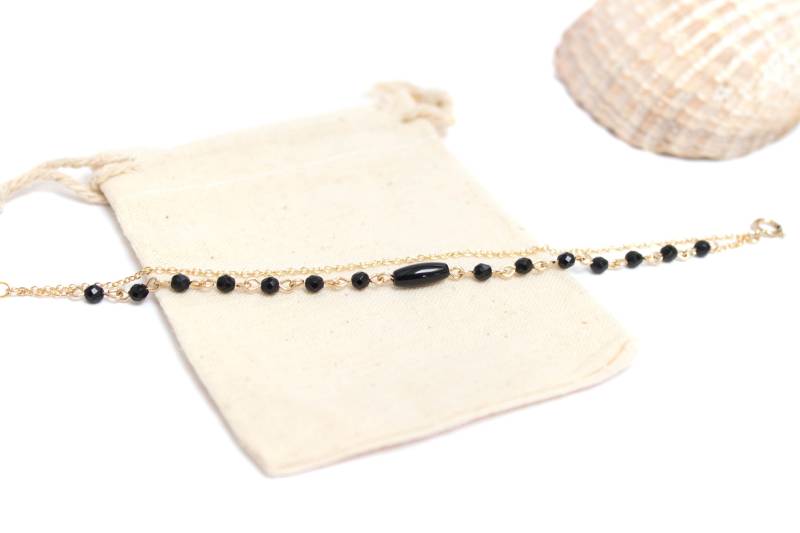 Doppelte Goldfilled Kette Armband - Perlen, Onyx Doppelte Goldfilled Kette Armband - Perlen, Onyx von LaCaptivante