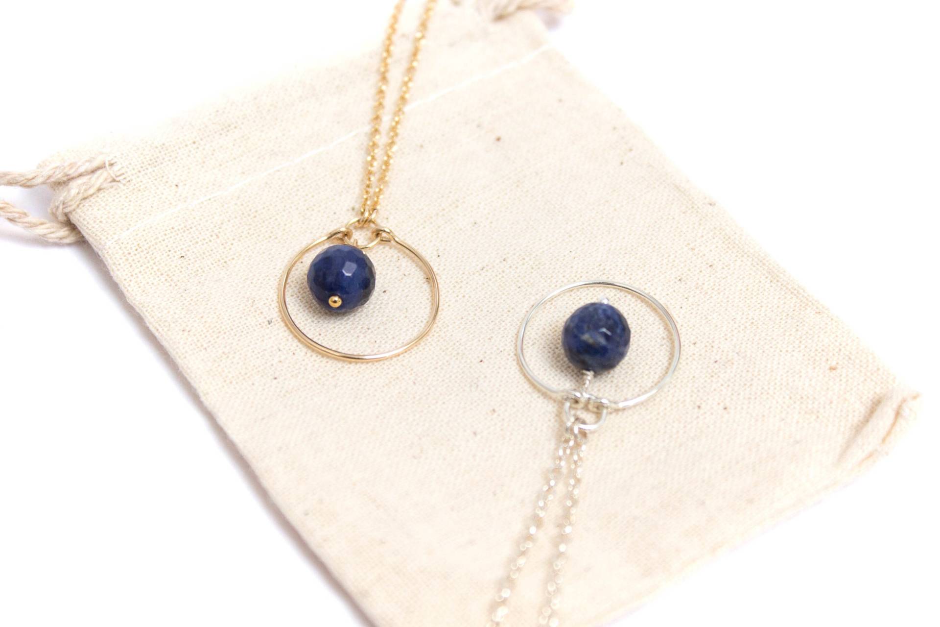 Halskette Kette - Kreis Und Sodalith Goldfilled Oder Silber 925 Zeitlose Kurze Feine Elegant Halskette Kette - Kreis Und Sodalith Goldfilled Oder Silber 925 Zeitlose Kurze Feine Elegant von LaCaptivante